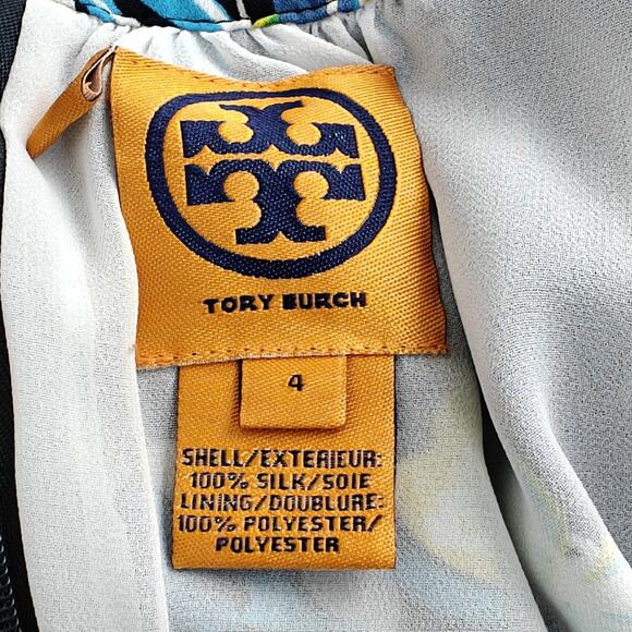 Tory Burch Silk Butterfly Print Dress Size 4 Sequin Neckline Lined Sleeveless - Picture 10 of 10